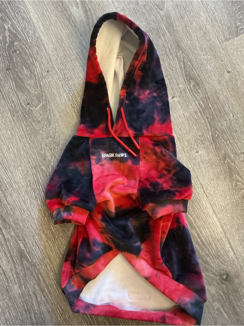 Red & Black Tie-Dye Dog Hoodie Spark Paws 2X - Picture 5 of 8